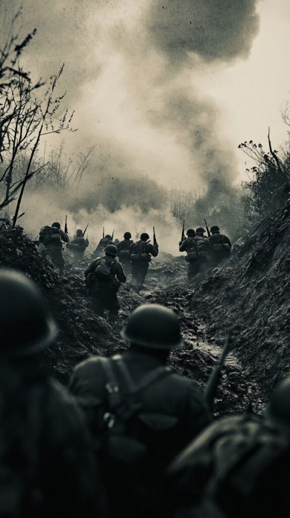 "D Day" movie poster showcasing ominous clouds, reflecting themes of struggle and urgency in a dramatic setting.